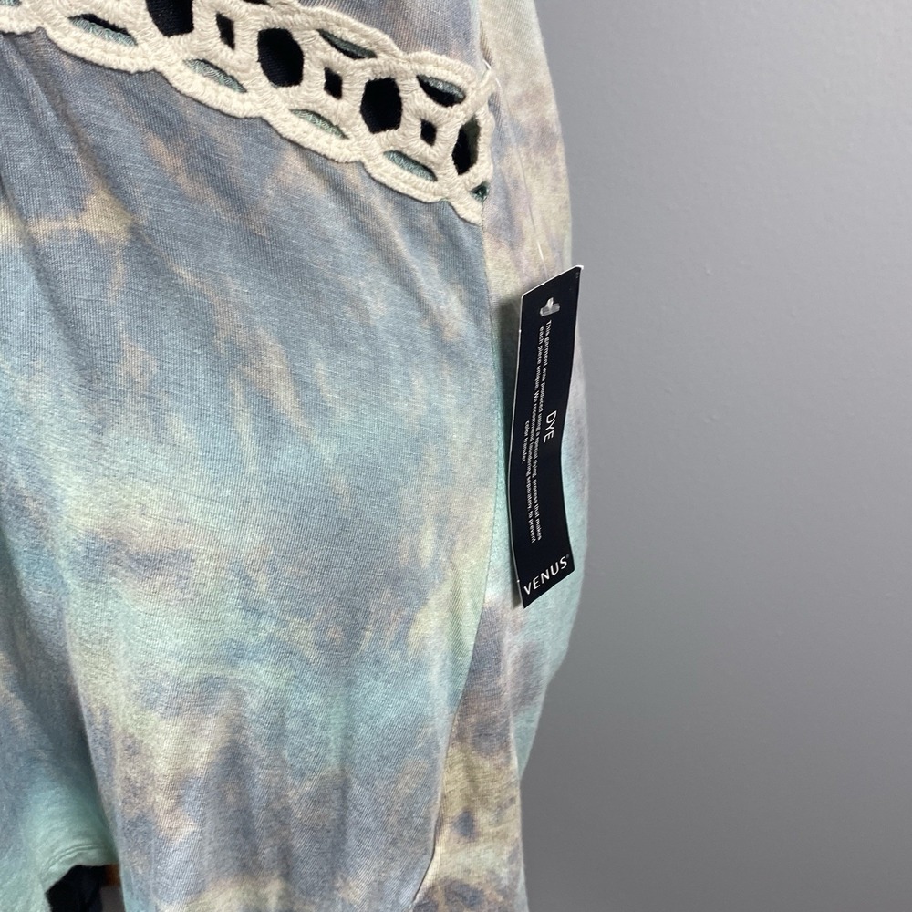 NWT VENUS Tie Dye Blue Gray Crochet Halter Babydoll Top Womens L 90's Y2K Hippie - Picture 5 of 8